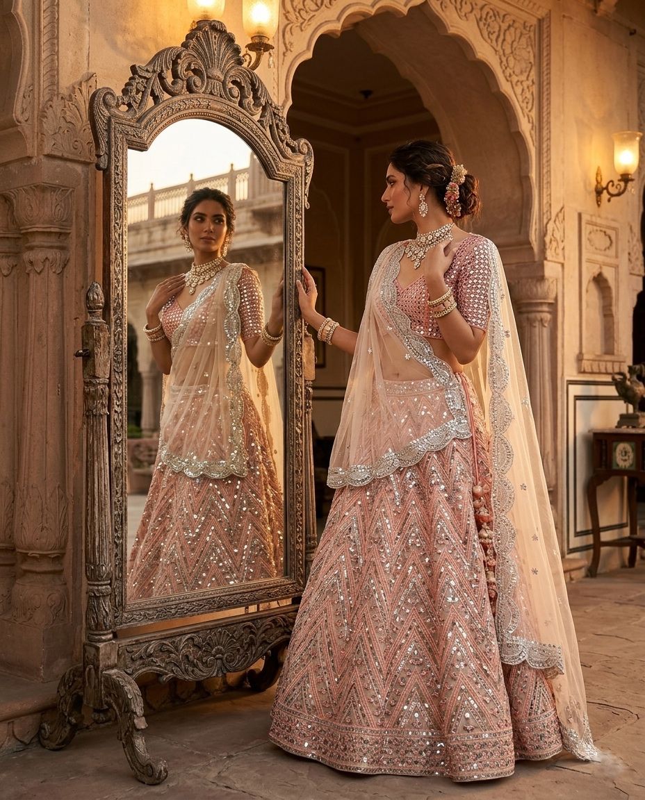 PREMIUM SOFT NET LEHENGA WITH EMBROIDERY