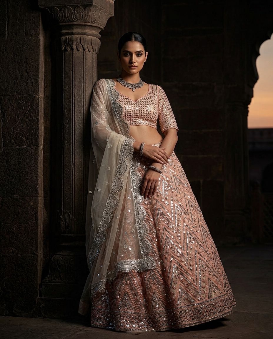 PREMIUM SOFT NET LEHENGA WITH EMBROIDERY