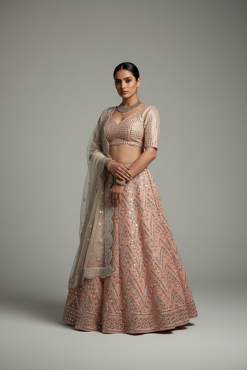 PREMIUM SOFT NET LEHENGA WITH EMBROIDERY