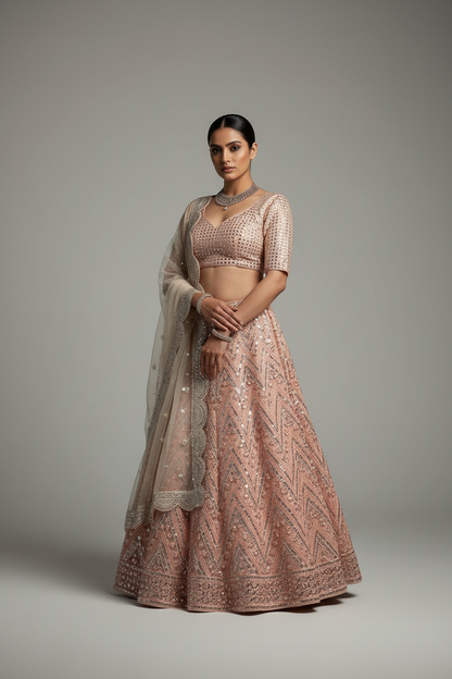 PREMIUM SOFT NET LEHENGA WITH EMBROIDERY
