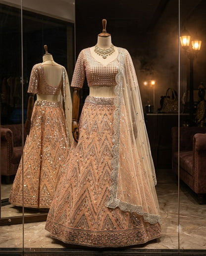 PREMIUM SOFT NET LEHENGA WITH EMBROIDERY