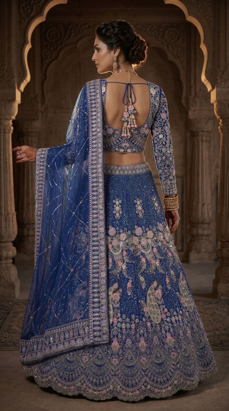 BLUE FLARED LEHENGA SET — BUTTERFLY NET CANVAS LAYERS
