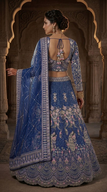 BLUE FLARED LEHENGA SET — BUTTERFLY NET CANVAS LAYERS