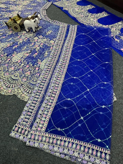 BLUE FLARED LEHENGA SET — BUTTERFLY NET CANVAS LAYERS