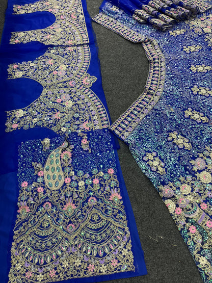 BLUE FLARED LEHENGA SET — BUTTERFLY NET CANVAS LAYERS