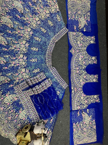 BLUE FLARED LEHENGA SET — BUTTERFLY NET CANVAS LAYERS