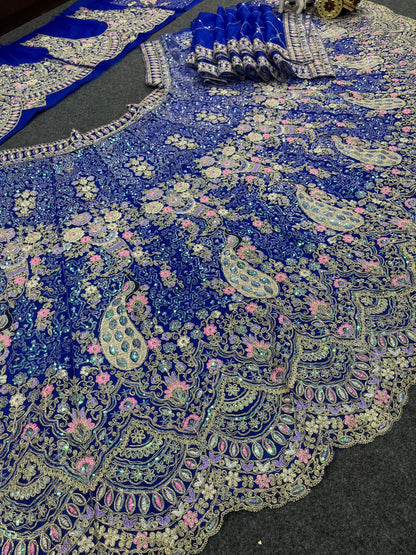 BLUE FLARED LEHENGA SET — BUTTERFLY NET CANVAS LAYERS