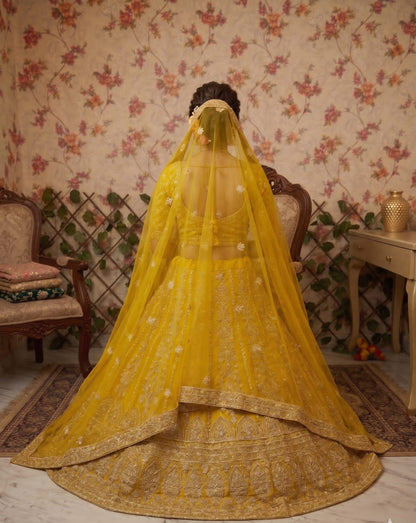 LUXURY BUTTERFLY SOFT NET LEHENGA WITH HEAVY EMBROIDERY AND 3.5 METER FLARE