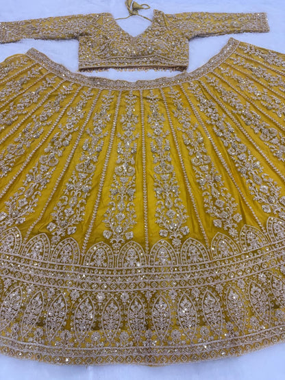 LUXURY BUTTERFLY SOFT NET LEHENGA WITH HEAVY EMBROIDERY AND 3.5 METER FLARE