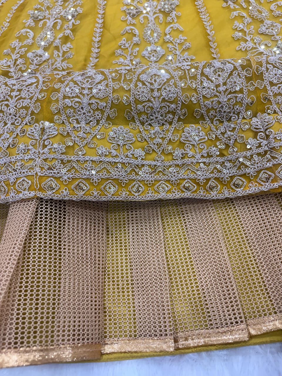 LUXURY BUTTERFLY SOFT NET LEHENGA WITH HEAVY EMBROIDERY AND 3.5 METER FLARE