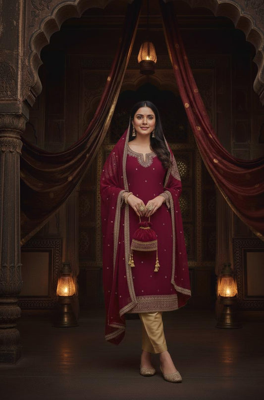 PREMIUM EMBROIDERED PARTY WEAR & COMPLIMENTARY HANDBAG