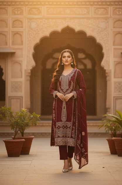 AL-QASR PREMIUM GEORGETTE EMBROIDERED SET