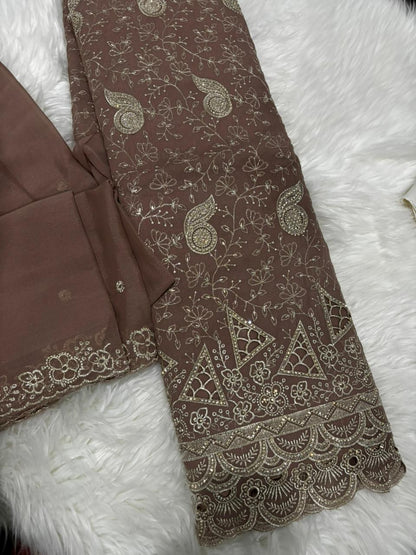 ZOYA GEORGETTE HEAVY EMBROIDERED SEMI-STITCHED SET