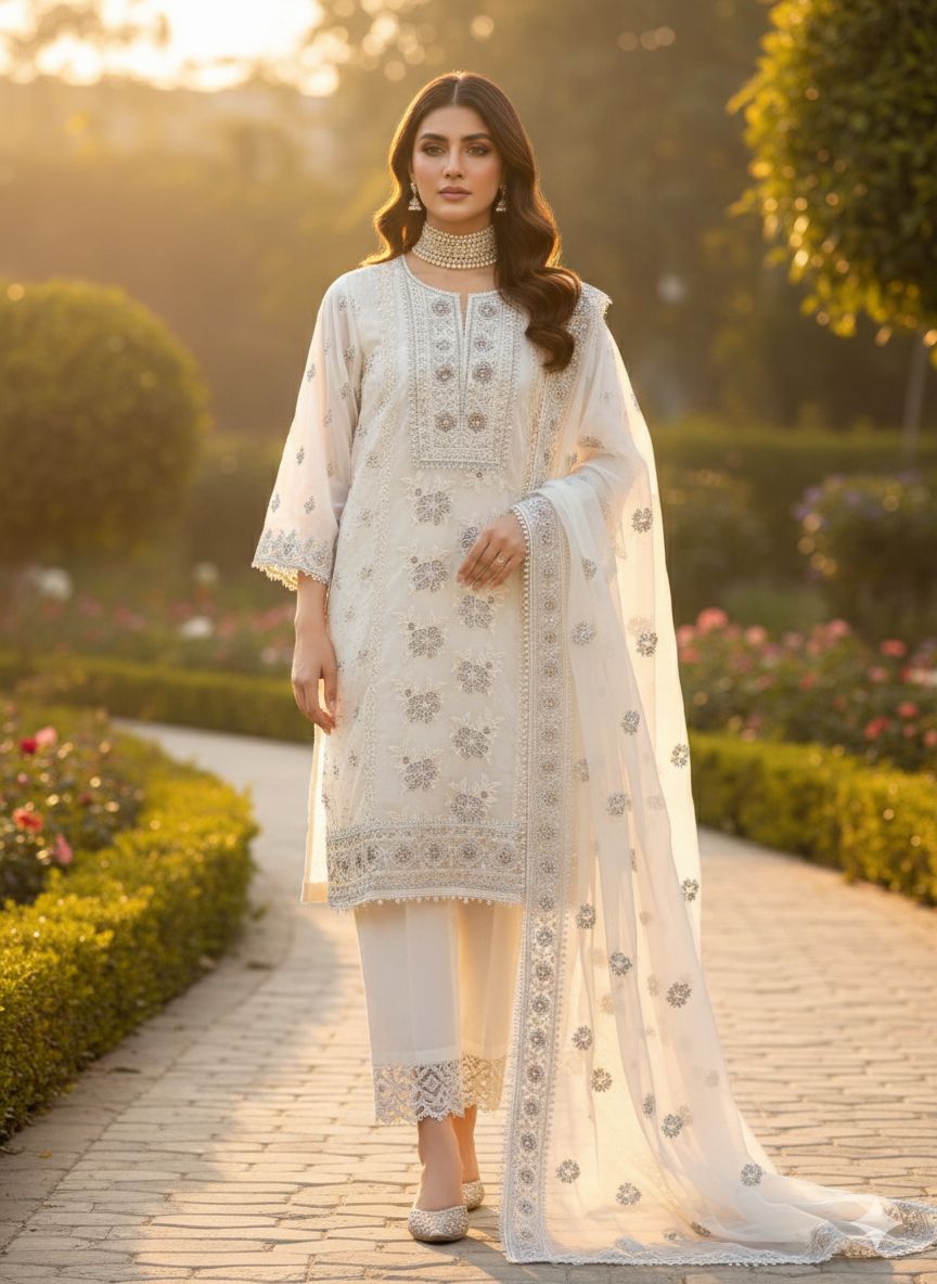 ORGANZA PAKISTANI SEMI STITCHED