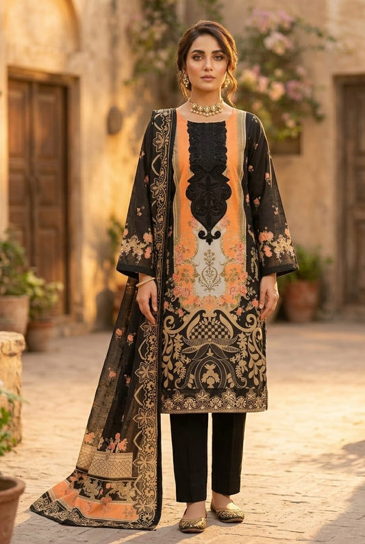 LILAC ELEGANCE – PREMIUM MUSLIN 3 PIECE SET