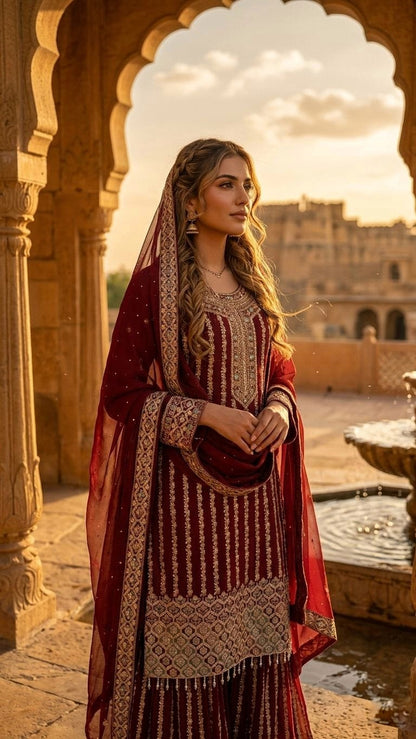 PASTEL MAJESTY HEAVY STONEWORK GARARA COUTURE SET