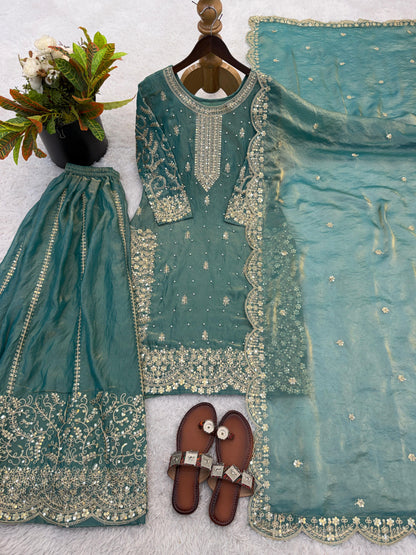 PREMIUM EMBROIDERED FENDY SILK SET WITH DUPATTA