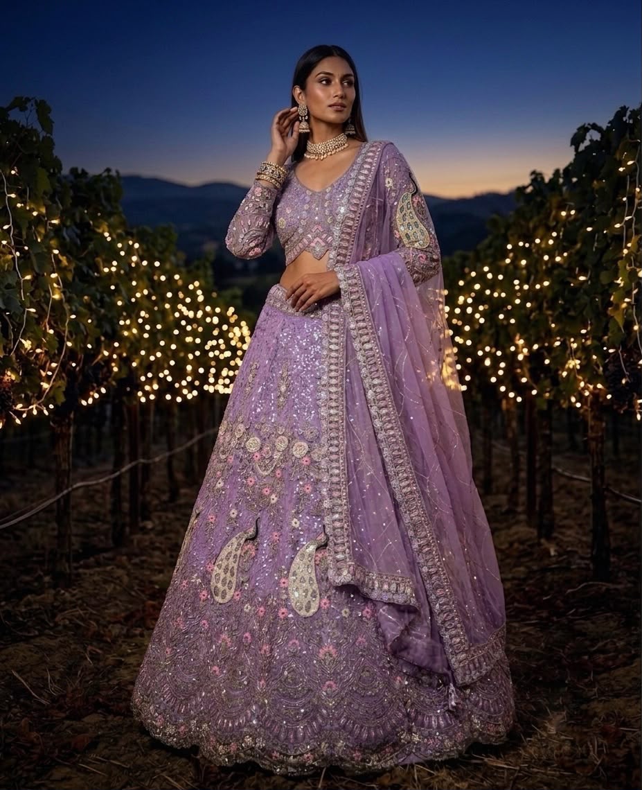 LAVENDER LILLY HEAVY LEHENGA