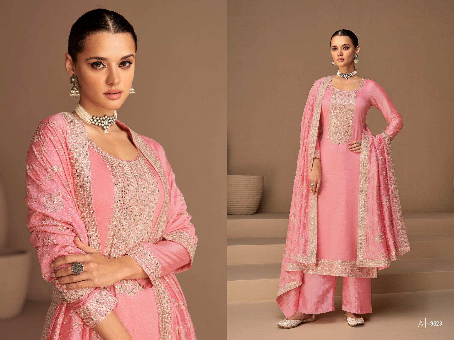 HEAVY VICHITRA WITH SEQUINS, EMBROIDER