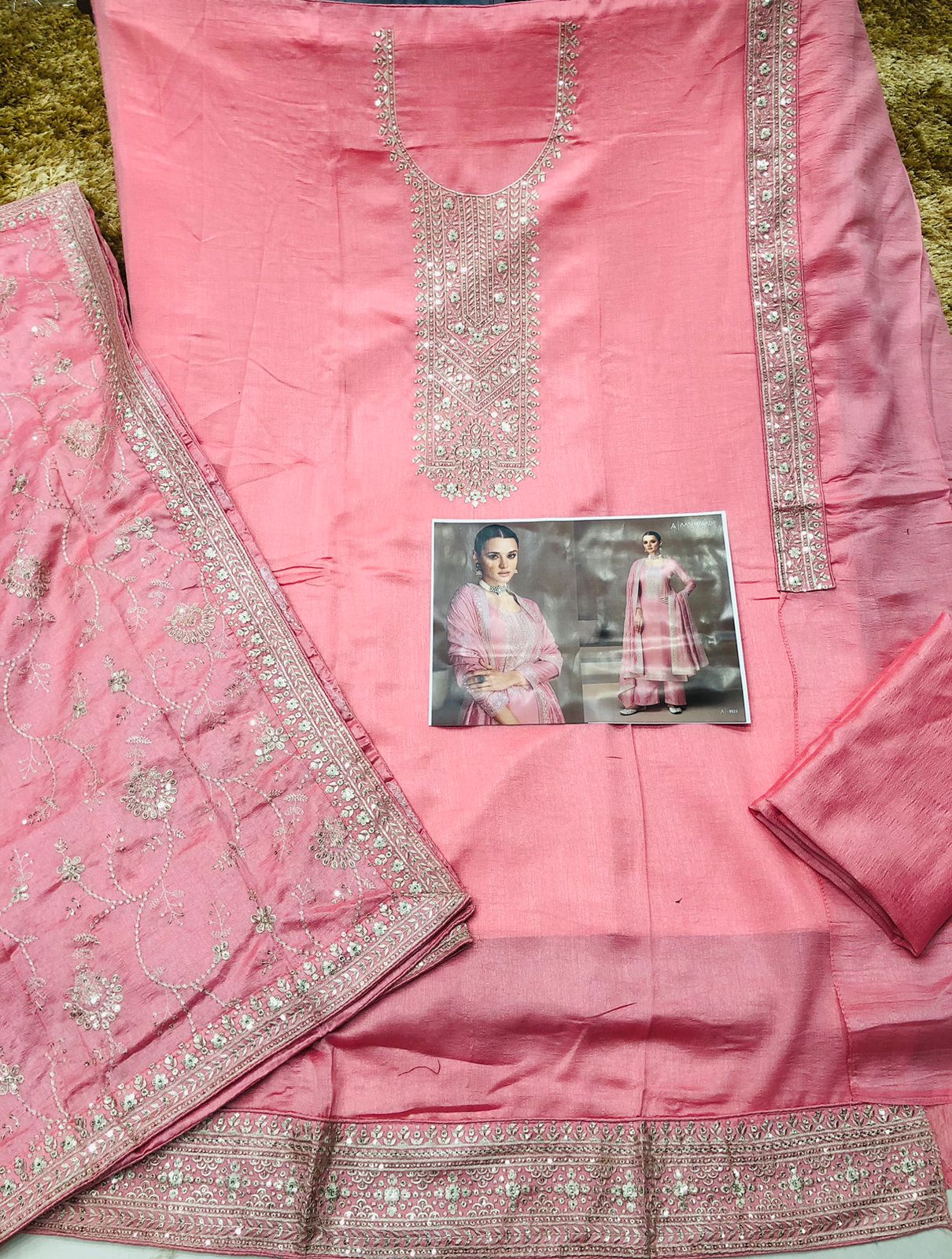 HEAVY VICHITRA WITH SEQUINS, EMBROIDER