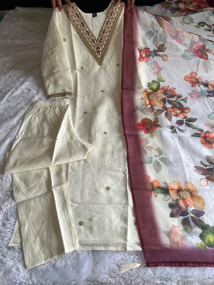 ROMAN SILK WITH BEAUTIFUL EMBROIDERY