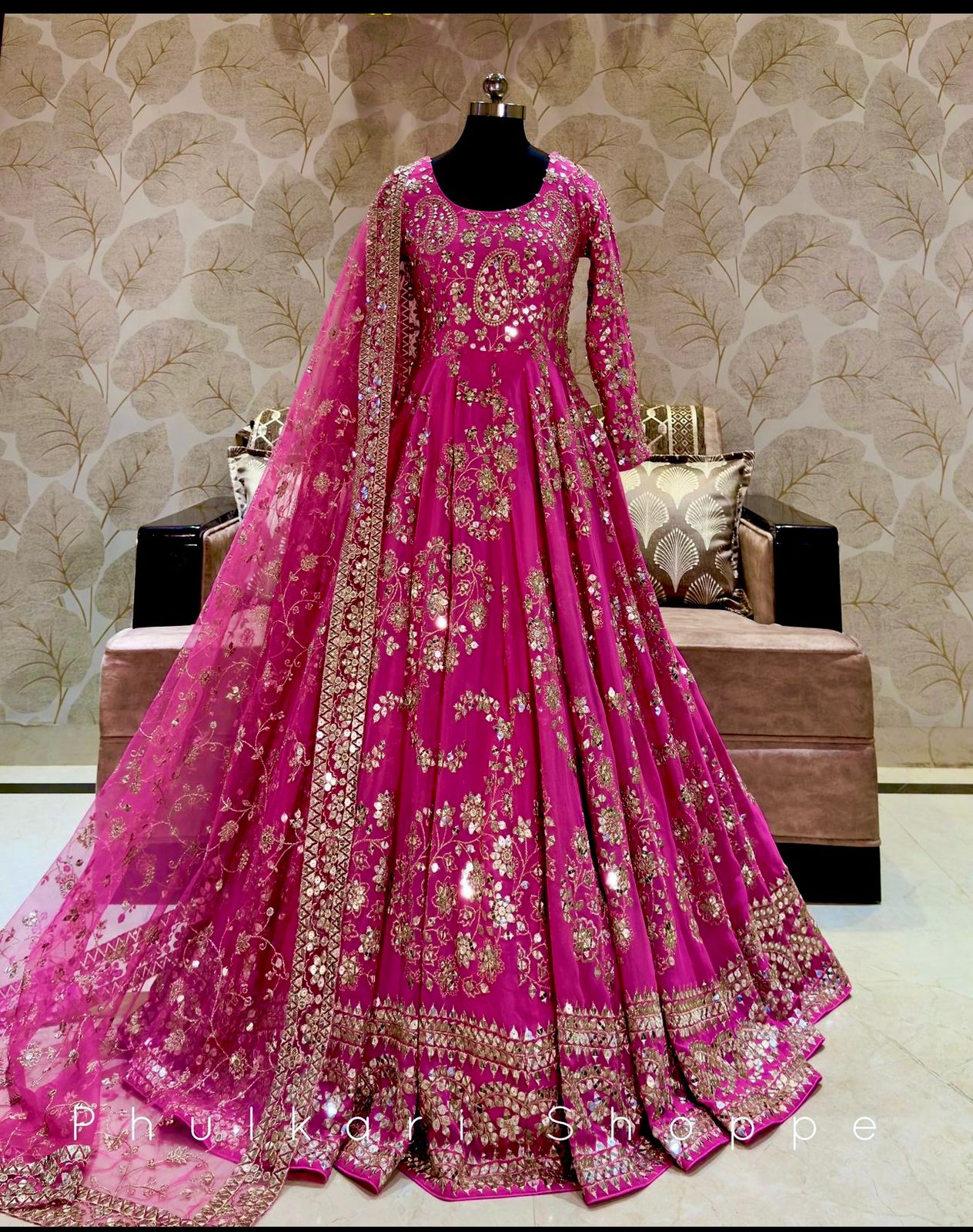 CHINON SILK GOWN SET WITH PAND AND DUPATTA.