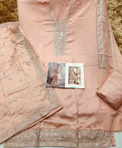 HEAVY VICHITRA WITH SEQUINS, EMBROIDER