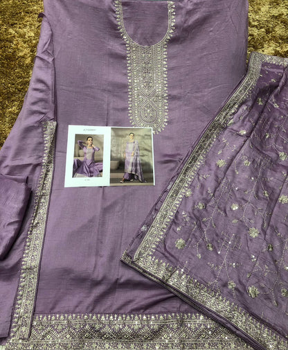 HEAVY VICHITRA WITH SEQUINS, EMBROIDER