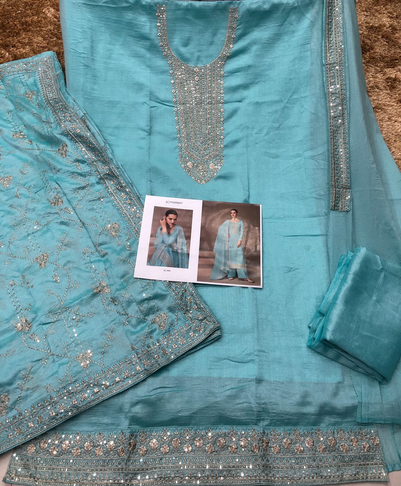 HEAVY VICHITRA WITH SEQUINS, EMBROIDER