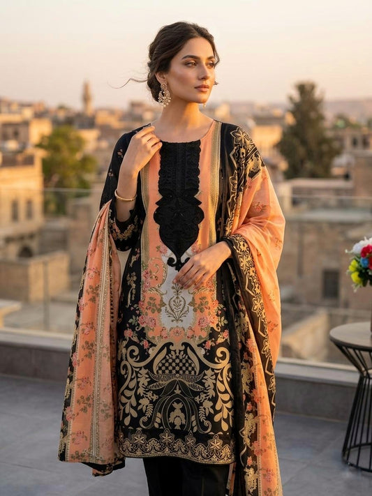 LILAC ELEGANCE – PREMIUM MUSLIN 3 PIECE SET