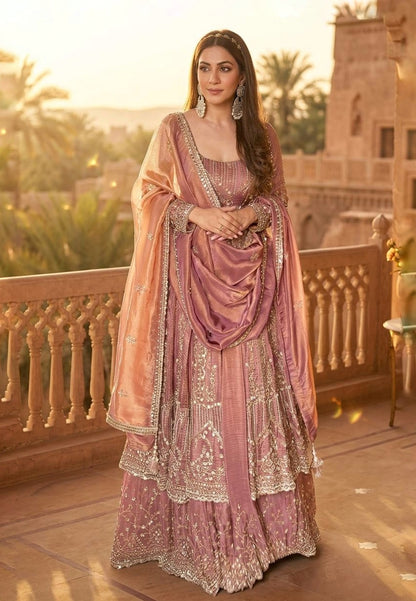 PREMIUM CHINON SILK EMBROIDERY TOP WITH PLAZZO
