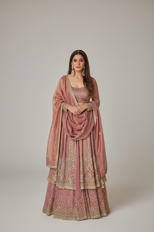PREMIUM CHINON SILK EMBROIDERY TOP WITH PLAZZO